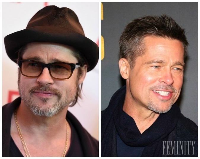 Brad Pitt pred rozvodom (vľavo) a po rozvode (vpravo)