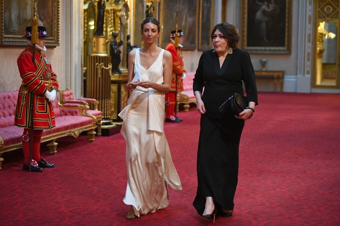 Sarah Rose Cholmondeley (rodená Hanbury) počas banketu v Buckinghamskom paláci v roku 2019 
