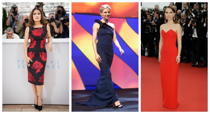 Obopnuté šaty figurovali aj na dokonalých postavách Salmy Hayek, Sienny Miller a Natalie Portman