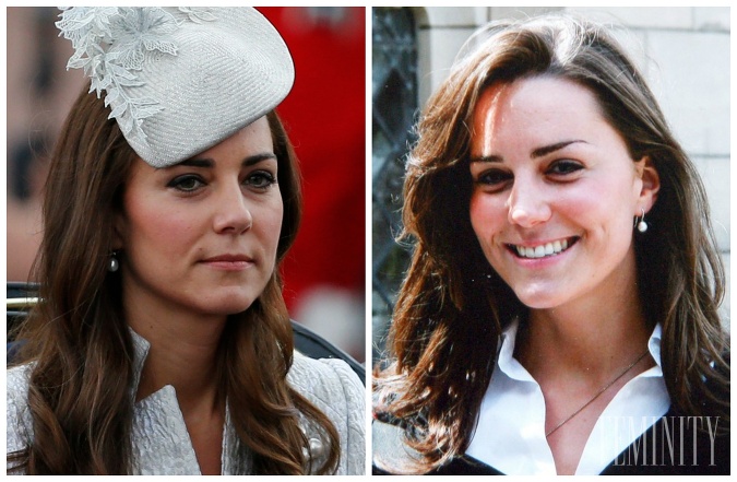 Kate Middleton dnes (vľavo) a pred pár rokmi (vpravo)