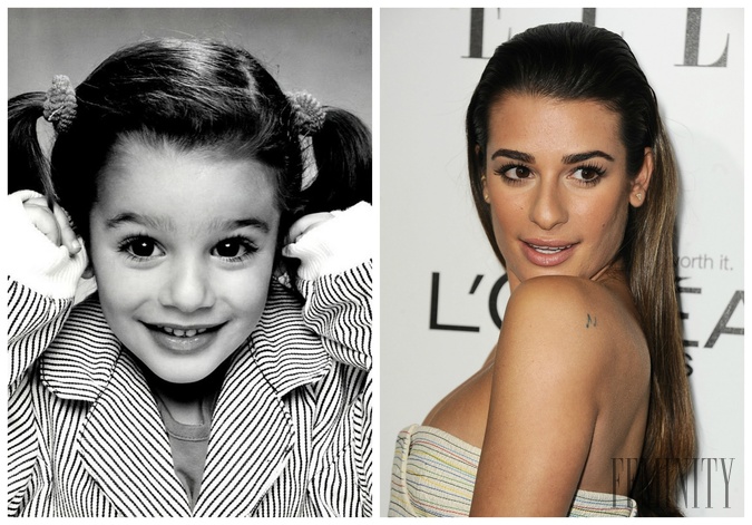 Herečka Lea Michele v detstve (vľavo) a v súčasnosti (vpravo)