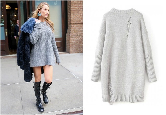 Inšpirujte sa street style a noste veľký pletený sveter namiesto šiat