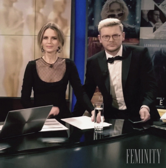 Zuzka Kanisová spolu s Borisom Pršom počas live prenosu Oscarov
