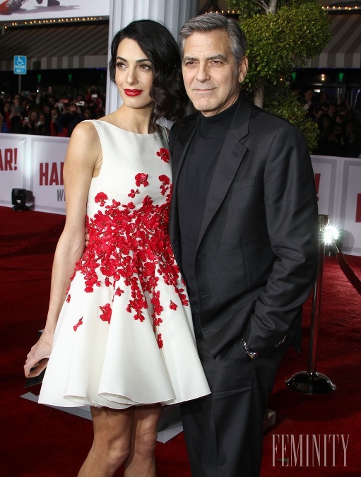 Amal s Georgom na premiére filmy Hair Caesar v Hollywoode