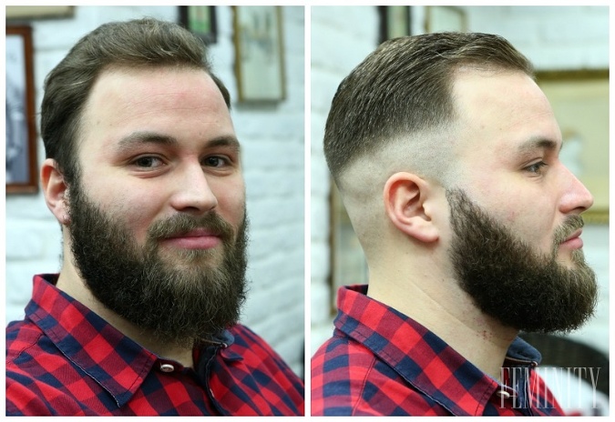 Adam pred a po úprave vlasov a brady v Barber shop Pierot