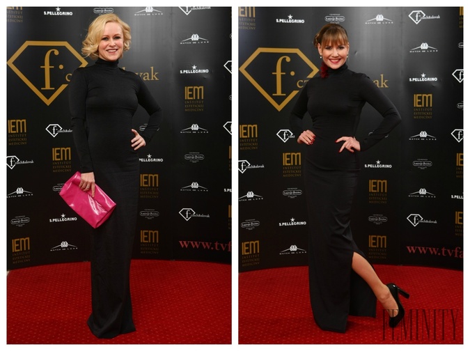 Herečky Michaela Čobejová a Zuzana Haasová v rovnakej čiernej róbe počas charitatívneho večera Fashion TV
