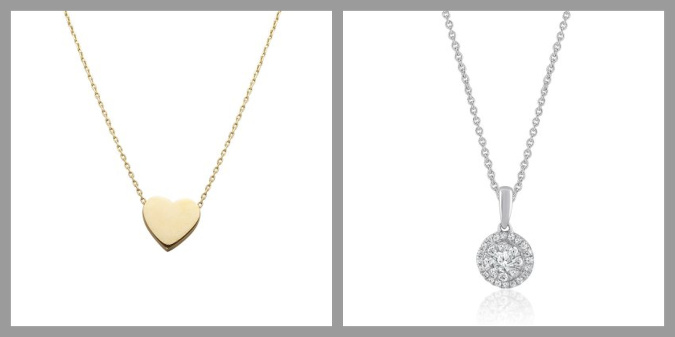 Zlatý náhrdelník so srdiečkom je ideálny darček aj pre mladé dievča (Klenoty Aurum, od 225 eur). retiazka z bieleho zlata s briliantovým príveskom poteší asi každú dámu (Klenoty Aurum, 799 eur).