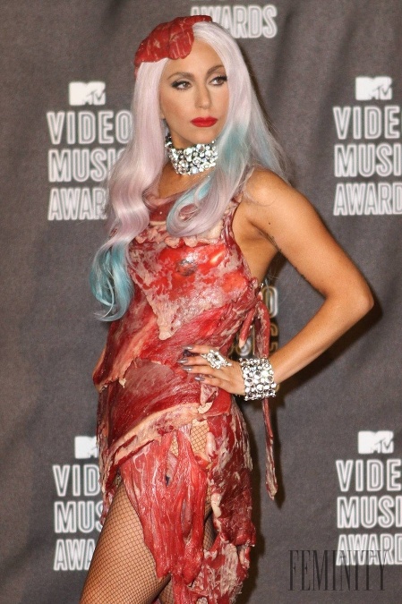 Jeden z jej najpamätnejších kostýmov, šaty vyrobené z mäsa, predviedla na odovzdávaní cien MTV