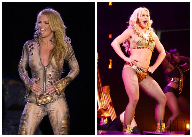 Britney Spears s dokonalou postavou pred rokmi (vľavo) a v súčasnosti, kedy sa viac odhaľuje (vpravo)