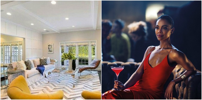 Krásna Zoe Saldana zvolila vo svojom rozprávkovom dome skvelú kombináciu bielej a výrazných farebných doplnkov