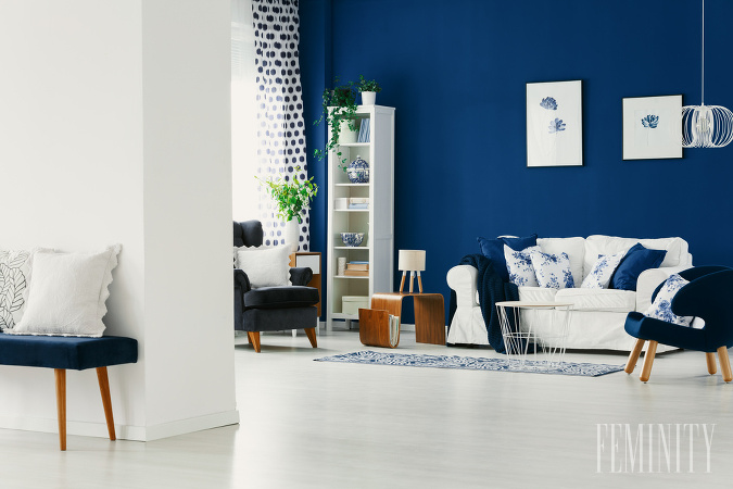 Modrá a biela sú tiež vynikajúcou voľbou, ktorá môže vyniknúť vo vašej domácnosti