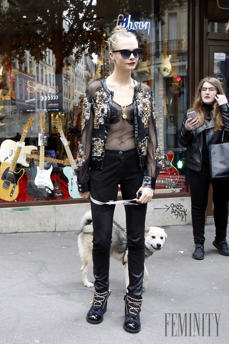 Modelka Cara Delevingne svojho psíka, ktorý je mixom huskyho 