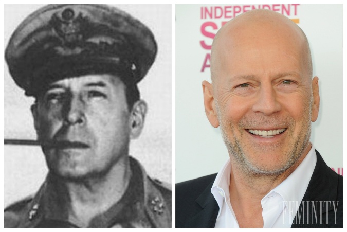Bruce Willis sa v mladosti podobal na istého generála, vyobrazeného na čierno-bielej fotografii vľavo
