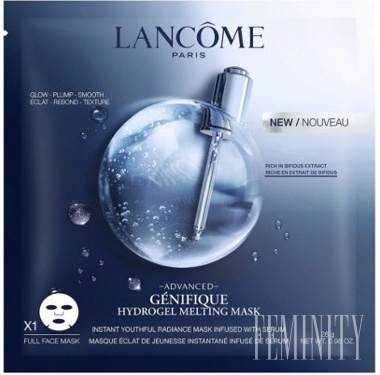 Hydrogélová plátenková maska Lancôme Génifique Advanced podporuje hydratáciu pleti tým, že posilňuje jej prirodzenú ochrannú bariéru.