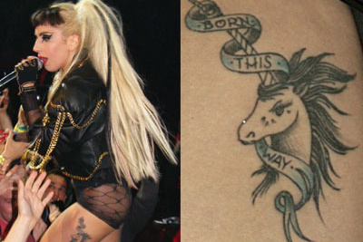 Lady Gaga, tetovanie, jednorožec