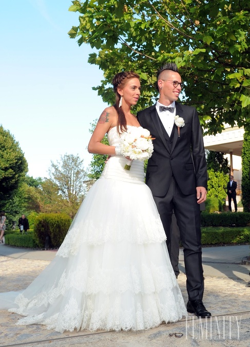 Futbalista Marek Hamšík so svojou manželkou Martinou v svadobný deň