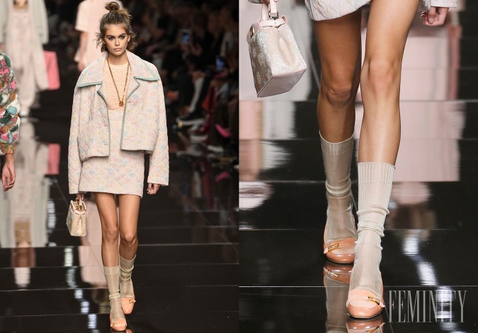 Mokasíny sa môžu nosiť s ponožkami vo verzii s kostýmovým setom ako urobil Fendi