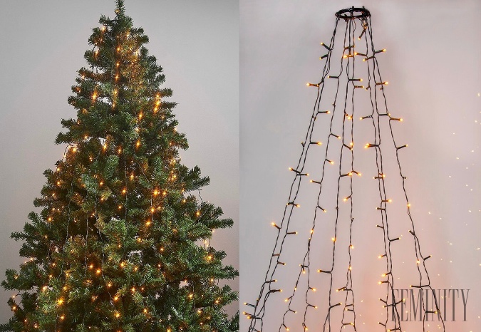 Svetelná reťaz na vianočný stromček ako obloha posiata hviezdami